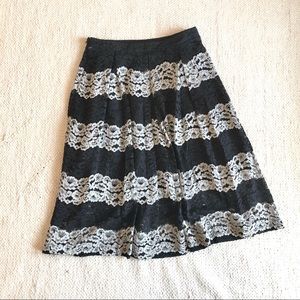 Black & Gray Lace A-line Skirt